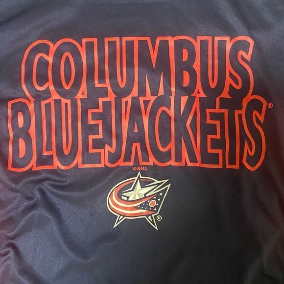 NHL  Mens Columbus Blue Jackets Dri Fit Navy Blue Long Sleeve Shirt Size Small - Picture 2 of 4